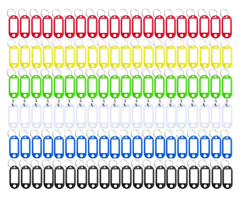 HoAoOo Key Tag Assorted Color Plastic Coded Key ID Label Tags Split Ring Keyring - with Label Window Ring Holder (120) - Image 1